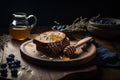 Natural healthy delicious honey with bread. Rustic still life