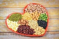 Natural healthy food for cooking ingredients collage various beans mix peas agriculture - Set of different whole grains beans and