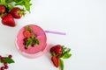 Natural healthy smoothie with strawberries organic yogurt and mint Royalty Free Stock Photo