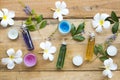 Natural herbal oils from flowers scents aroma Royalty Free Stock Photo