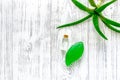 Natural herbal skin care. Aloe vera leafs and soap on wooden table background top view copyspace Royalty Free Stock Photo