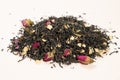 Natural Herbal Tea Blend. Black Tea with Ginseng and Rose. Royalty Free Stock Photo