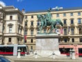 The Natural History Museum and bronze horseman, Viennese architecture in the cityÃ¢â¬â¢s, Vienna, Austria