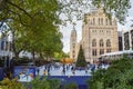 Natural History Museum ice skating rink and Christmas tree, London Royalty Free Stock Photo