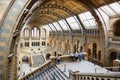 Natural History Museum interior arcade with people in London