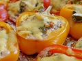 Natural home food. Meat in paprika, filled with melted cheese.