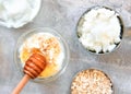 Natural Homemade Face Scrub Mask Coconut Oil, Honey, Yogurt, Oatmeal