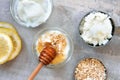 Natural Homemade Face Scrub Mask Coconut Oil, Honey, Yogurt, Oatmeal