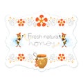 Natural honey. Honey label. Bees. Mistress is a bee. Vector honey labels, round logo design