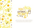 Natural Honey Product Banner Template with Space for Text, Apiary and Beekeeping Organic Products Brochure, Flyer