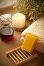Natural honey soap Royalty Free Stock Photo