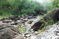 Natural hot water stream and vapor smoke.