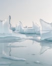 Natural ice structures forming across water bodies creating temp Royalty Free Stock Photo
