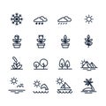 Natural icons set, line style vector illustration Royalty Free Stock Photo