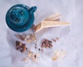 Natural incense: resin and palo santo and censer. Royalty Free Stock Photo