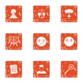 Natural incident icons set, grunge style Royalty Free Stock Photo