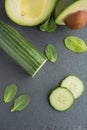 Natural ingredient for skincare, scrub or smoothy with cucumber, avocado and mint Royalty Free Stock Photo