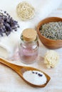 Natural Ingredients for Homemade Body Foot Face Lavender Salt Scrub Royalty Free Stock Photo