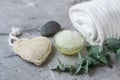 Natural Ingredients Homemade Body Sea Salt Scrub with Olive Oil White Towel Beauty Concept Skincare Royalty Free Stock Photo