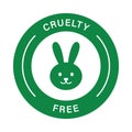 Natural Ingredients Product and Cosmetics. Cruelty Free Silhouette Green Icon. Not Experiment on Rabbit, Bunny Symbol