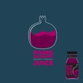 Natural Juice logo. Pomegranate Packaging design. Label for juice.