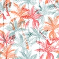 Natural jungle seamless pattern. Abstract tropical background: palm trees silhouettes Royalty Free Stock Photo