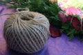 Natural Jute Cord Yarn, Herbal Craftsmanship, Healing Plants and Herbs, Rustic Rose Petals, Dried Flowers, Handmade Herbalism.