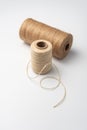 Natural Jute Twine Spools on White Background Royalty Free Stock Photo
