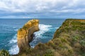 Natural landmark Razorback rock along coastline in Australia