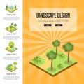 Natural landscape design isometric infographics