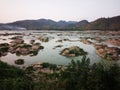 Natural landscape of Mekong River with rocks at border of Thailand and Laos Royalty Free Stock Photo