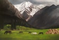 Landscape oil painting Royalty Free Stock Photo