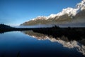 Natural peaceful landscape scenery of Mirror Lakes along Te Anau to Milford Sound highway, Southland, New Zealand Royalty Free Stock Photo