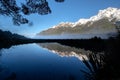 Natural peaceful landscape scenery of Mirror Lakes along Te Anau to Milford Sound highway, Southland, New Zealand Royalty Free Stock Photo