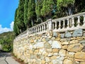 Natural landscape with stone wall and balustrade Royalty Free Stock Photo