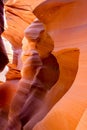 Natural landscape tourists dream in Lower Antelope Canyon in Page Arizona with bright sandstones stacked in flaky fire waves in a