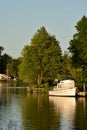 Motorboat River And Tree Royalty Free Stock Photo