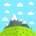 Natural landscapes in a flat style on blue background