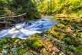 Natural Landscapes in the Forest, River and Waterfall in Vintgar Gorge near Bled Lake, Slovenia