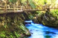 Natural Landscapes in the Forest, River and Waterfall in Vintgar Gorge near Bled Lake, Slovenia