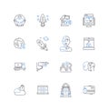 Natural language processing line icons collection. Semantics, Syntax, Morphology, Parsing, Sentiment, Discourse, Lexicon