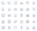 Natural language processing line icons collection. Syntax, Semantic, Morphology, Discourse, Parsing, Lexicon, Grammar