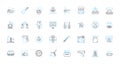Natural language processing linear icons set. Analysis, Artificial intelligence, Automation, Chatbots, Classification