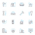 Natural language processing linear icons set. Analysis, Artificial intelligence, Automation, Chatbots, Classification