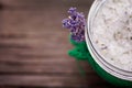 Natural lavender and coconut body scrub Royalty Free Stock Photo