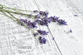 Natural lavender flowers bunch over wooden background Royalty Free Stock Photo