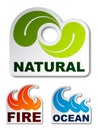 Natural leaf ocean wave flame fire stickers