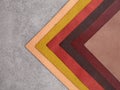 Natural leather textures samples on gray stone background Royalty Free Stock Photo