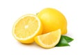 Natural Lemon fruit with cut in half Royalty Free Stock Photo