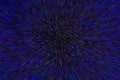 Natural lens zoom explosion radial blurred red green blue dots on black background